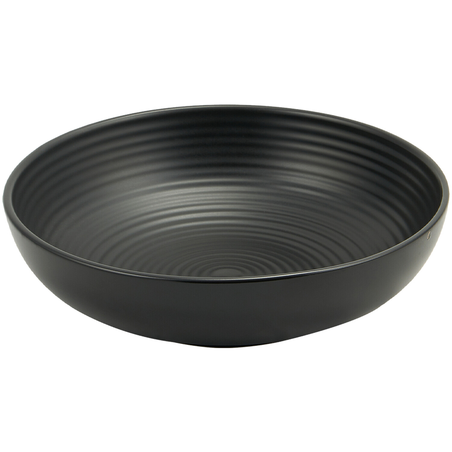 Nera 24cm Black Ribbed Serving Bowl Image 1
