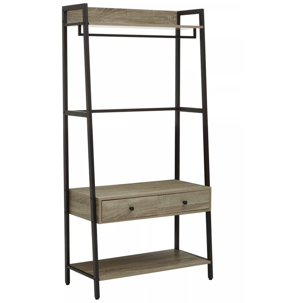 Premier Housewares Bradbury 3 Shelf 2 Drawer Grey Oak Bookshelf Image 2