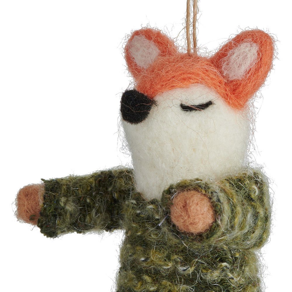 Wilko Winter Wool Fox Decoration 4pk Image 4