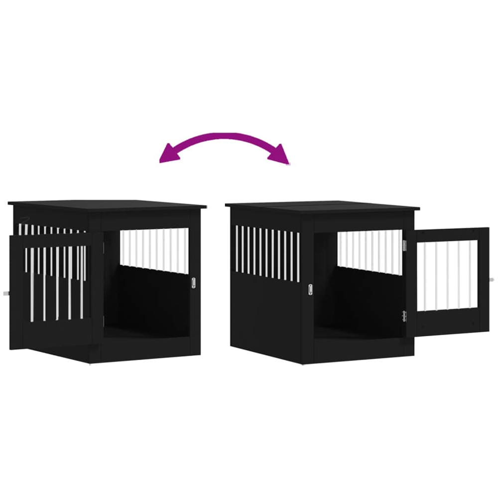 vidaXL Black Processed Wood Dog Crate Furniture 64.5 x 80 x 71cm Image 9