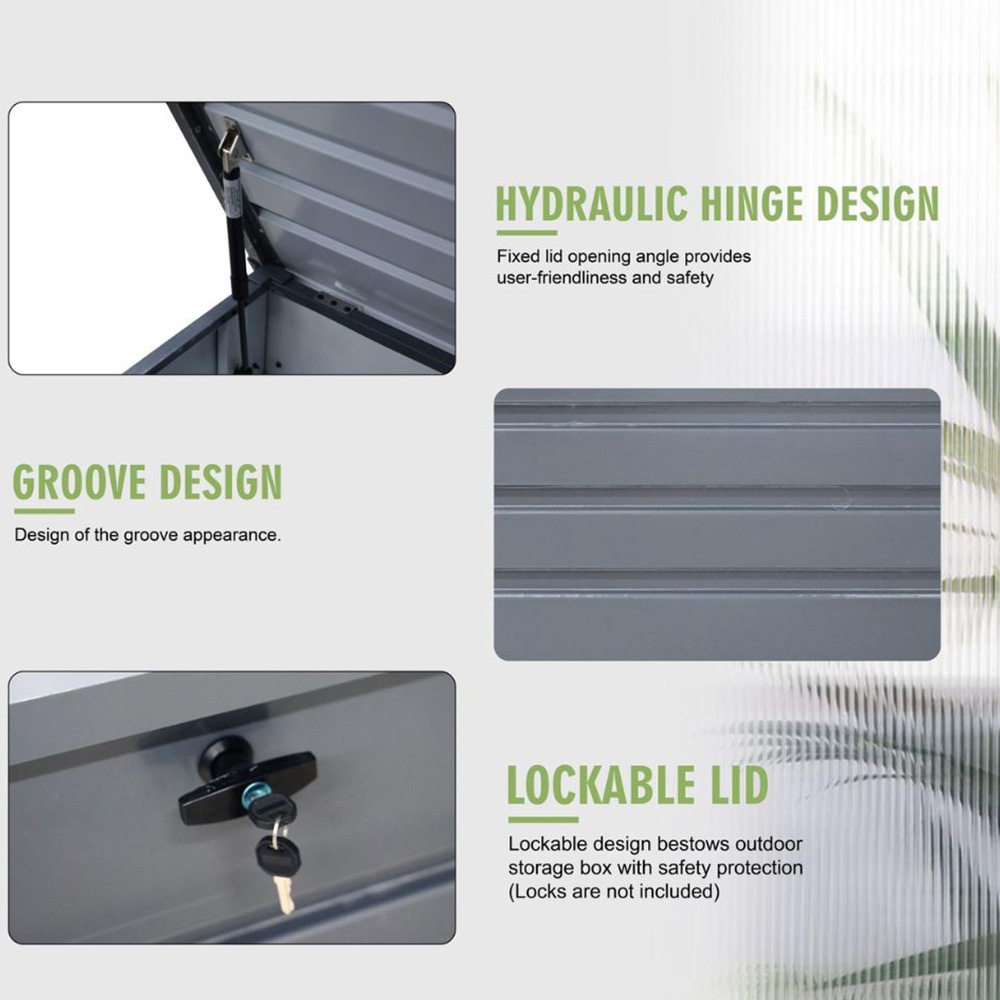 Alivio Grey Waterproof Metal Outdoor Storage Box Image 6