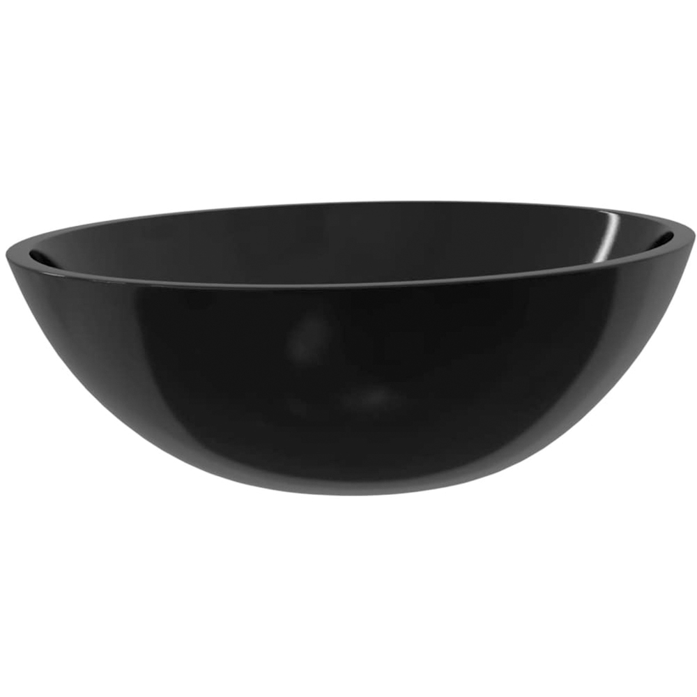 vidaXL Black Glass Wash Basin 140 x 500 x 370mm Image 1