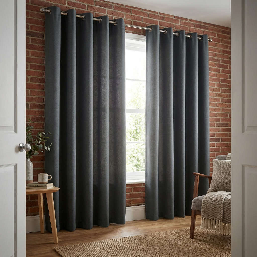 Linden Washable Blackout CurtainCharcoal229cm Image 6