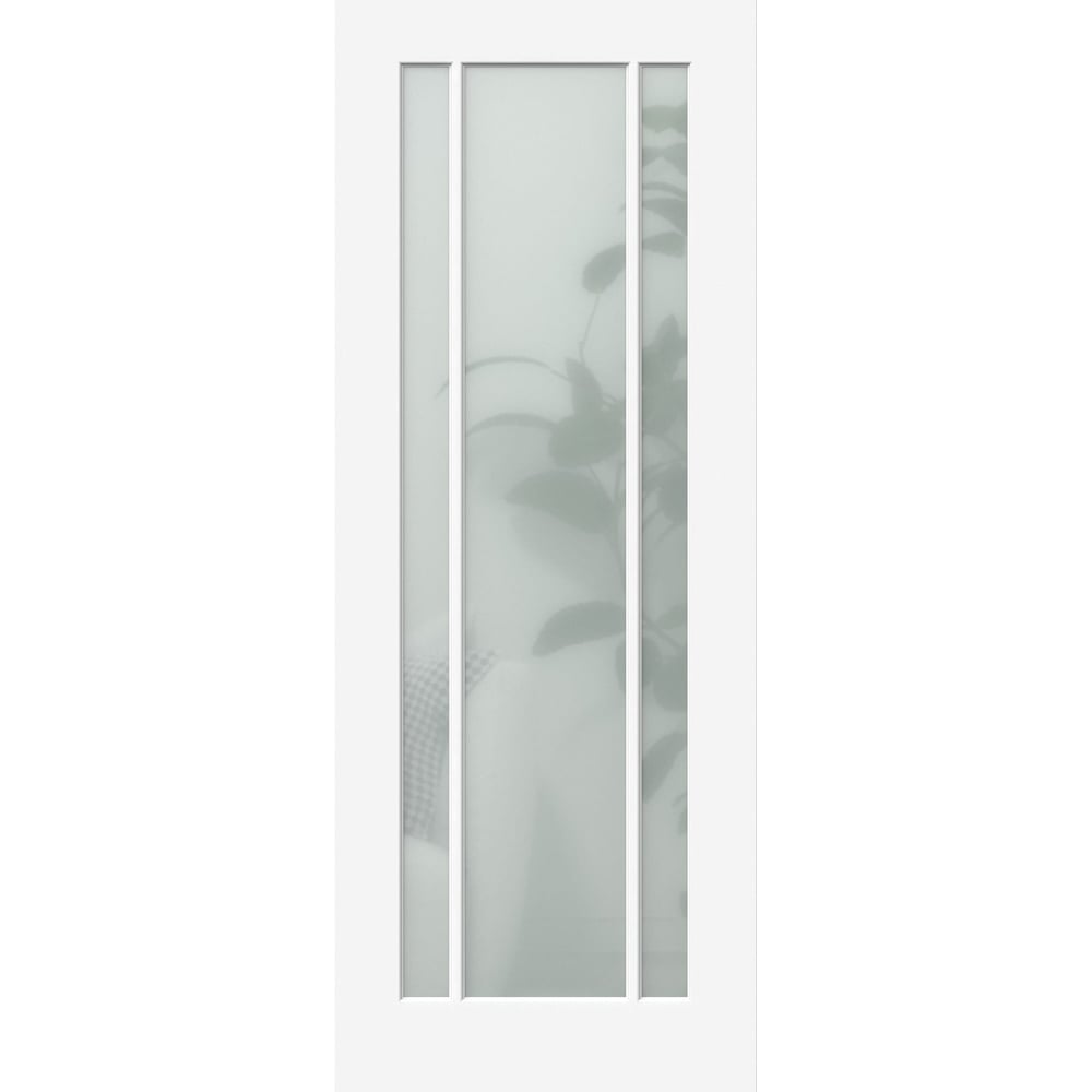 Green & Taylor Worcester White Primed 3 Lite Frosted Glazed Internal Door 1981 x 610mm Image