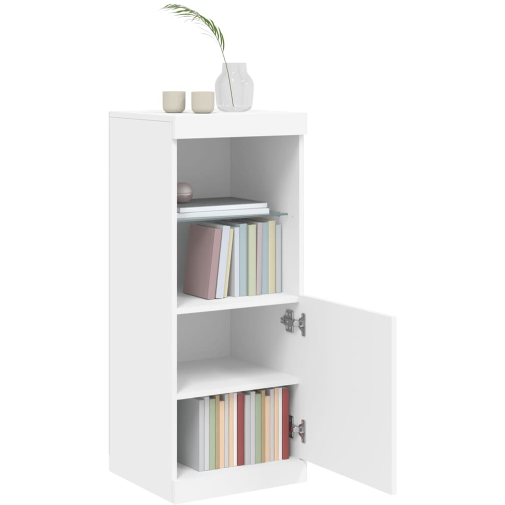 vidaXL Single Door 2 Shelf White LED Sideboard Image 4