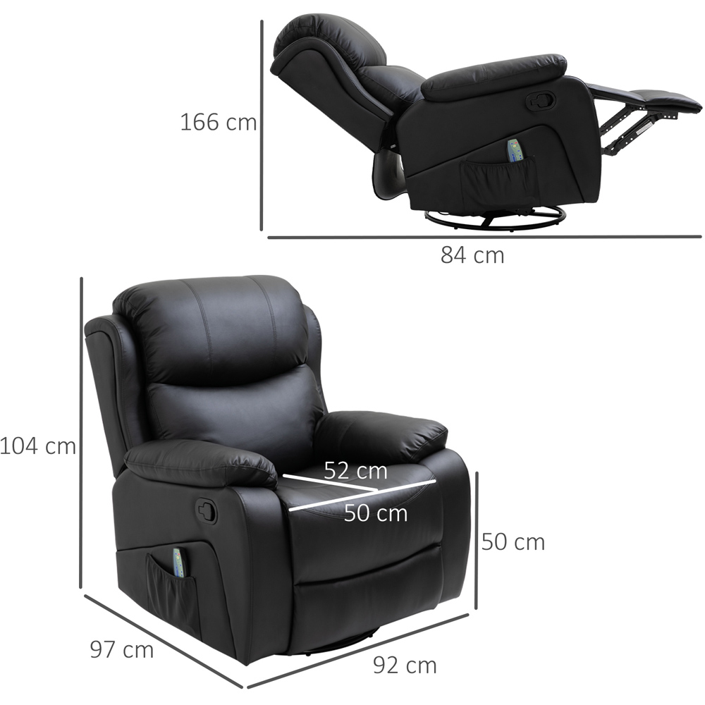 Portland Black PU Leather Reclining Chair with 8 Massage Points and Heat Image 9
