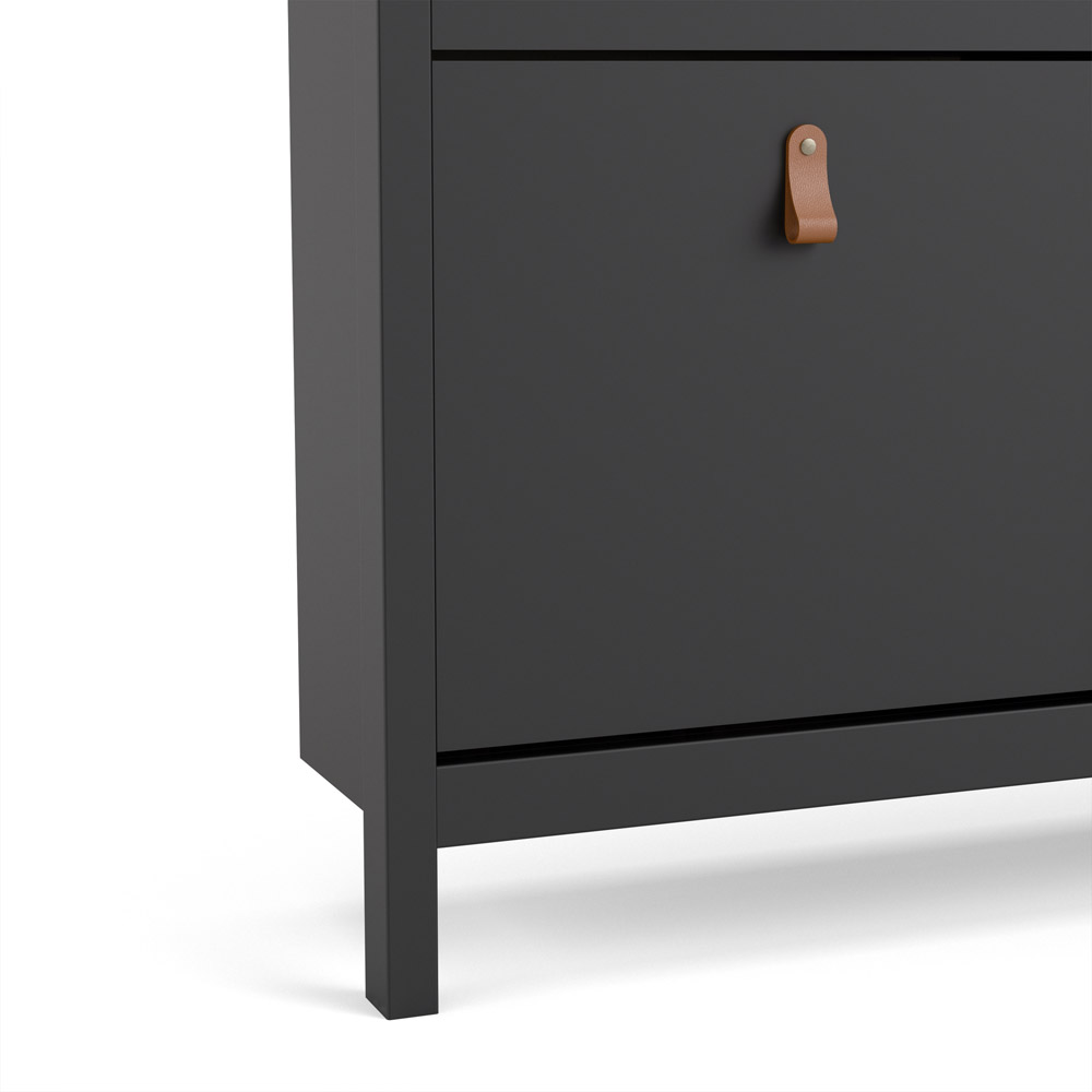 Florence Barcelona 4 Flip Down Doors Matt Black Shoe Cabinet Image 5