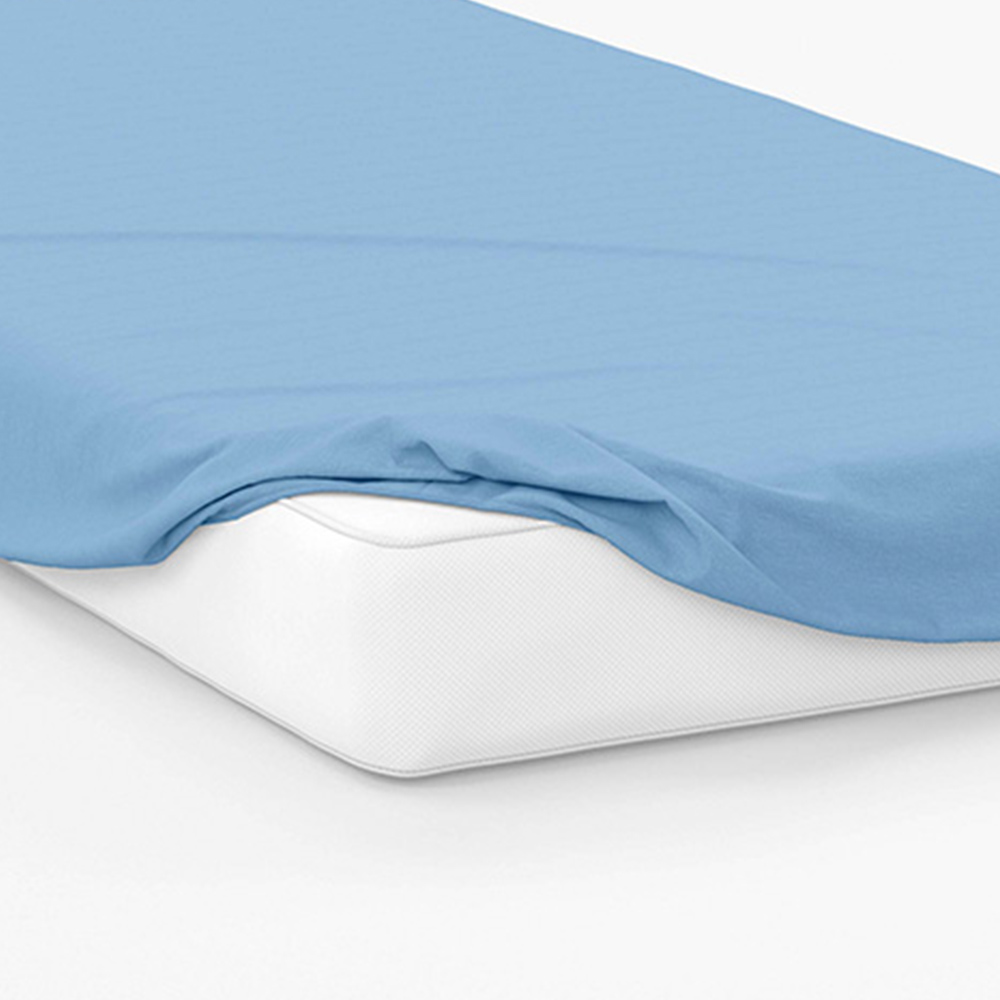 Serene Super King Sky Blue Fitted Bed Sheet Image 3