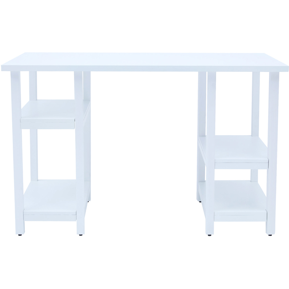 Teamson Kids 4 Shelf White Wooden Desk and Chairs Set Image 4