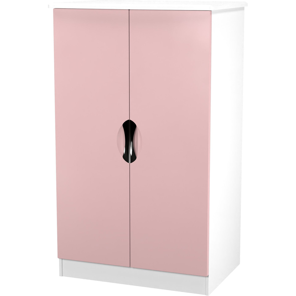 Crowndale Camden 2 Door Kobe Pink and White Midi Wardrobe Ready Assembled Image 3