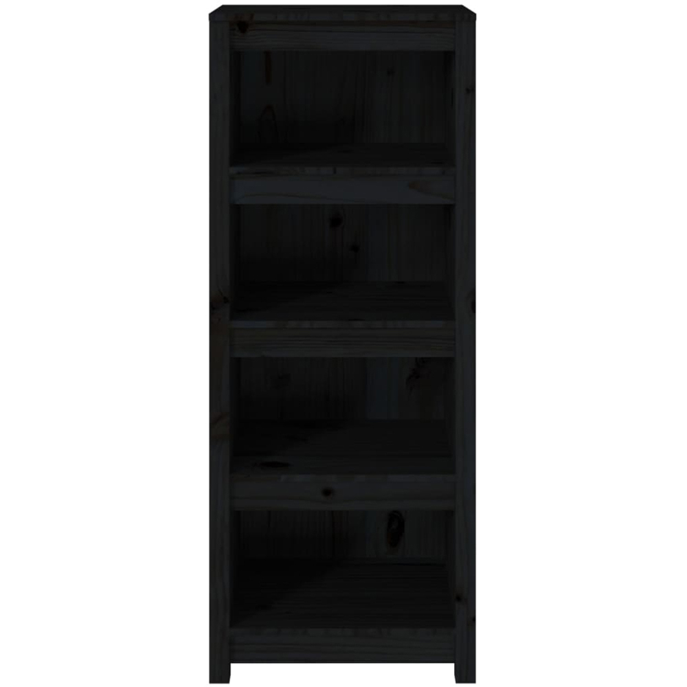 vidaXL 4 Shelf Black Solid Pine Wood Bookcase Image 3
