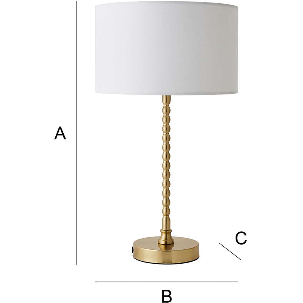 ValueLights Maeve White and Gold Drum Lamp Shade Bobbin Bobble Table Lamp and LED Bulb Image 7
