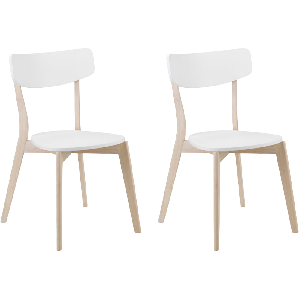 Julian Bowen Casa Set of 2 White and Oak Dining Chairs Image 2