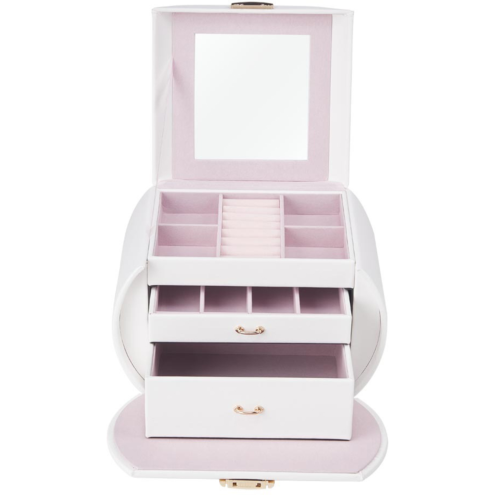 H&O Direct White Dome Jewellery Box with Handle Image 2