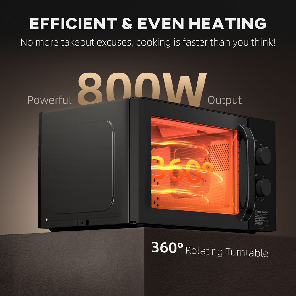HOMCOM 800-227V70BK Black Solo Manual Microwave Oven 23L Image 6