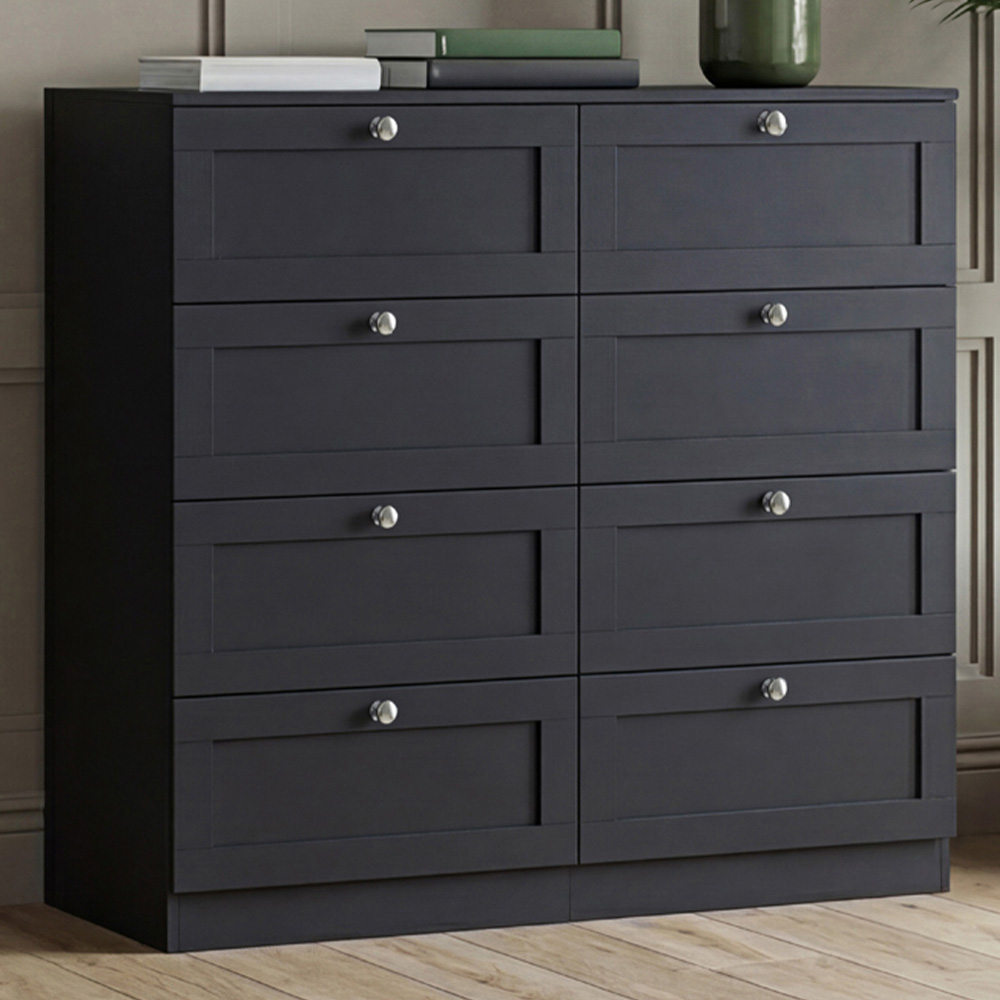 VIDA DESIGNS Altino 8 Drawer Black Shaker-Style Chest of Drawers Image 1