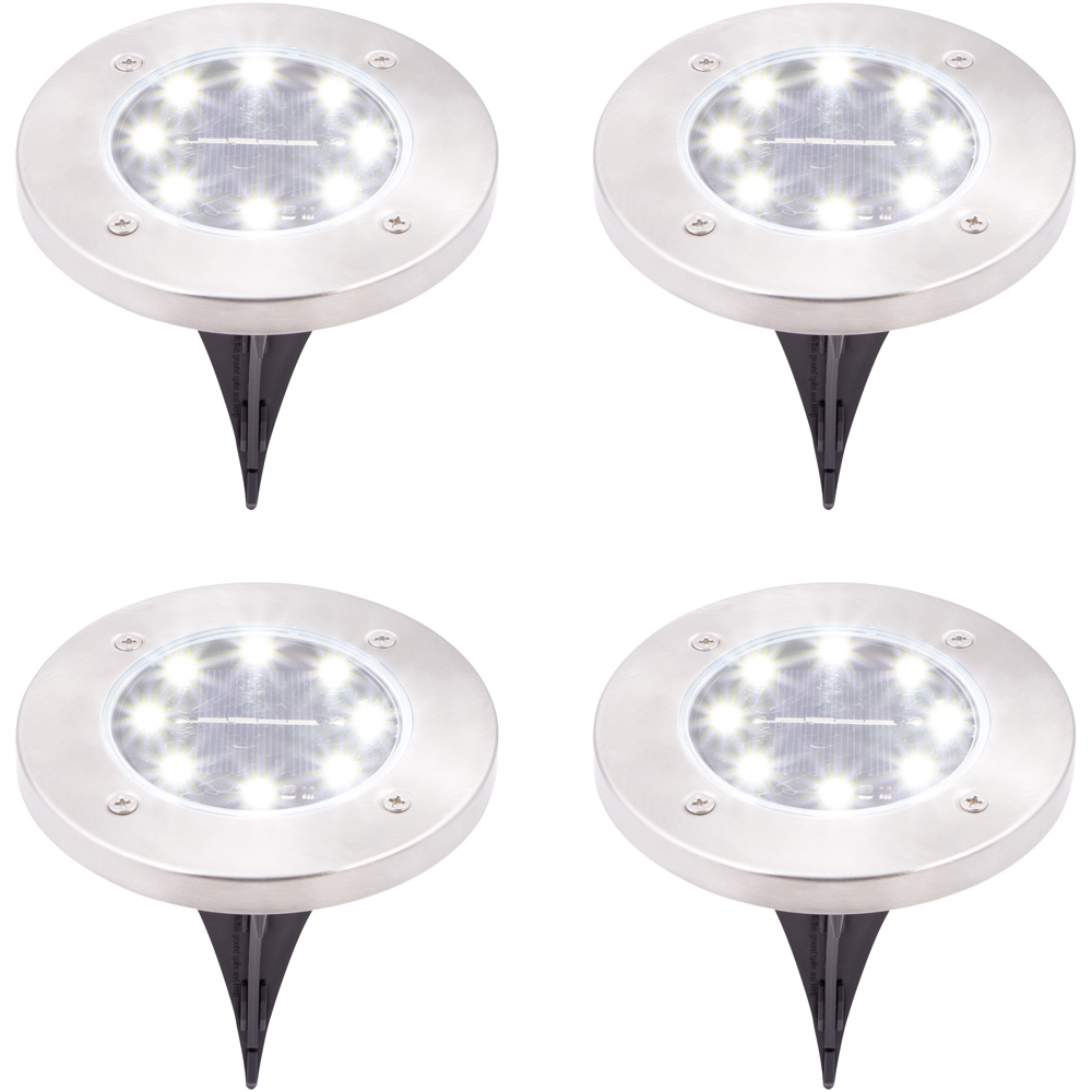 GardenKraft 4 Pack Bright White Solar Ground Light Image 6