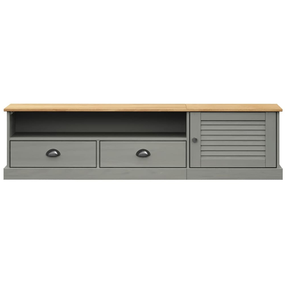 vidaXL Vigo Single Door 2 Drawer Single Shelf Grey Solid Pine Wood TV Cabinet Image 5