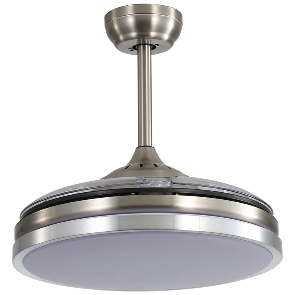 Living and Home Acrylic Silver LED Ceiling Fan Light with Remote 42 inch Image 3