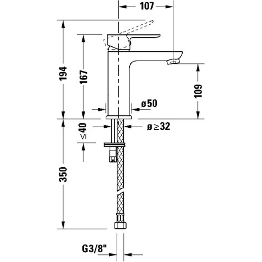 Duravit D-Code Single Lever Medium FreshStart Chrome Basin Mixer with MinusFlow Image 3
