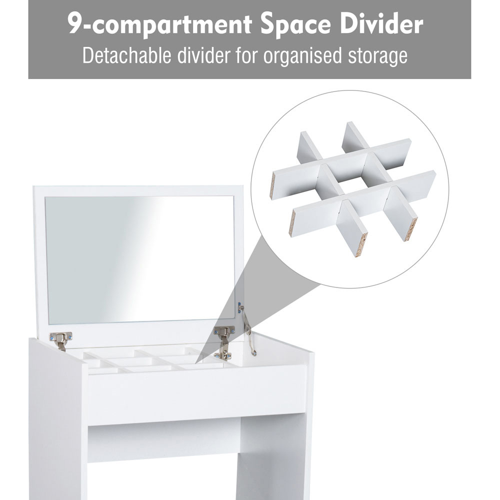 Portland White Multipurpose Dressing Table Set with Mirror Image 6