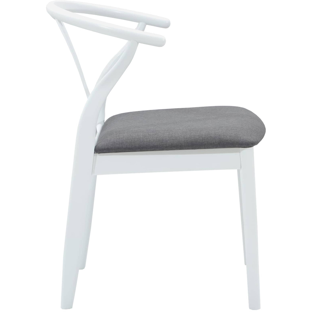 vidaXL Set of 2 White and Grey Rubberwood Curved Vintage Dining Chairs Image 6