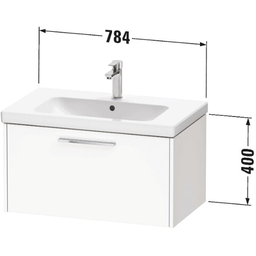 Duravit D-Code Single Drawer Matt White Wall Hung Vanity Unit 784 x 460mm Image 2