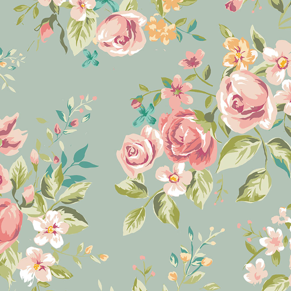 Origin Murals Flowery Blue Wall Mural Image 2