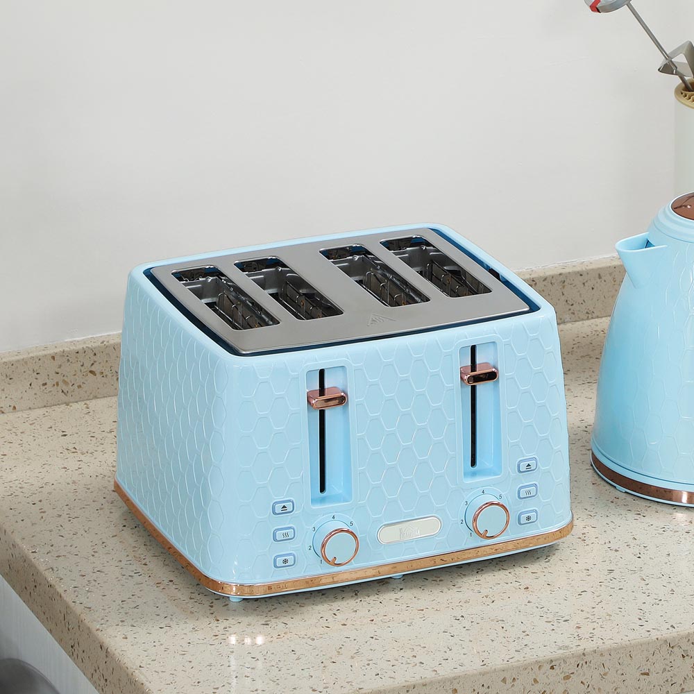 HOMCOM 800-180V71LB 1.7L Light Blue and 4 Slice Toaster Set Image 3