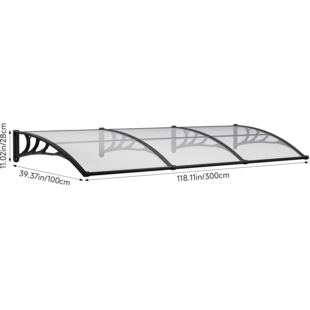Living and Home Black Arched Door and Window Awning with Water Channel 3 x 1m Image 9