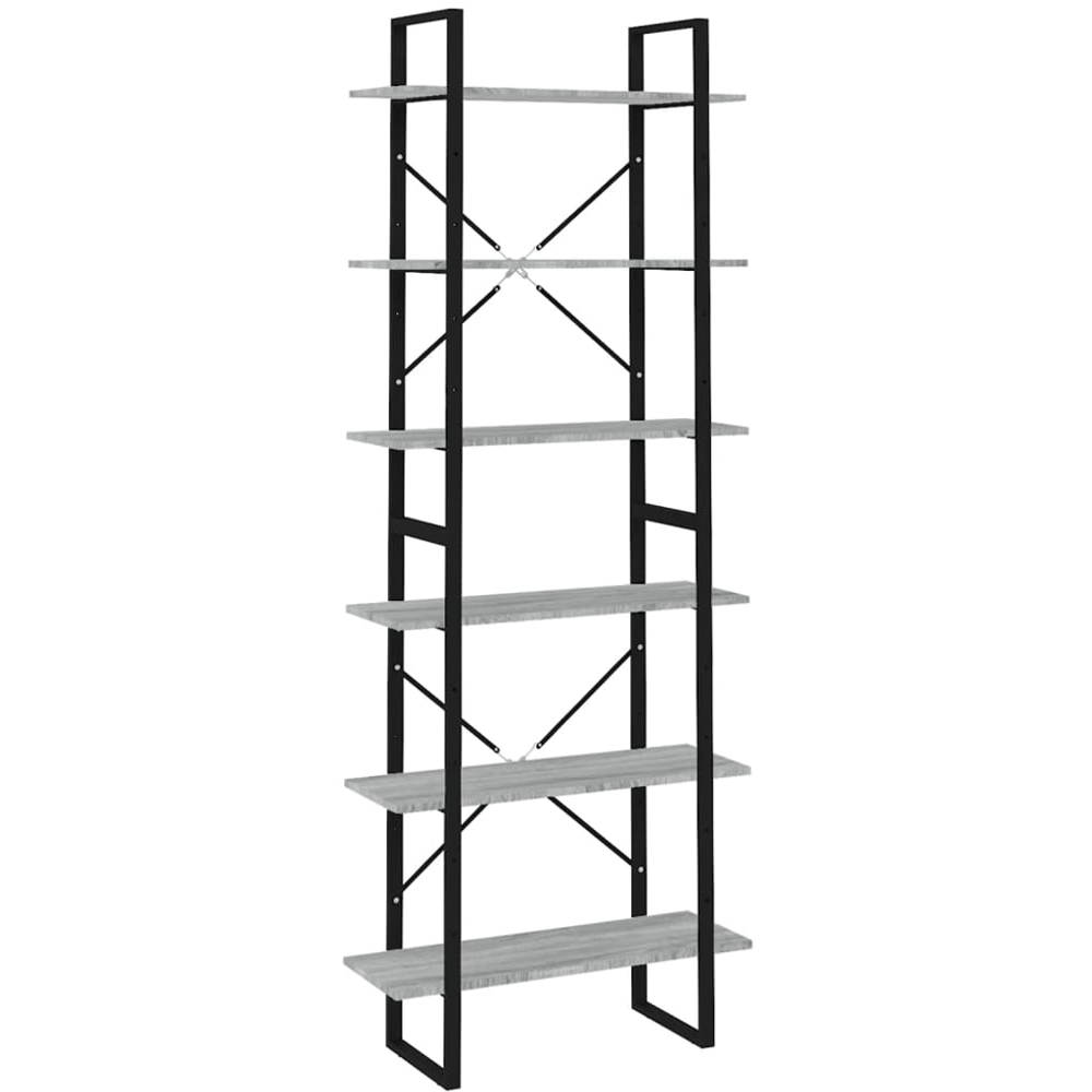 vidaXL 6 Shelf Grey Sonoma High Cabinet Image 2
