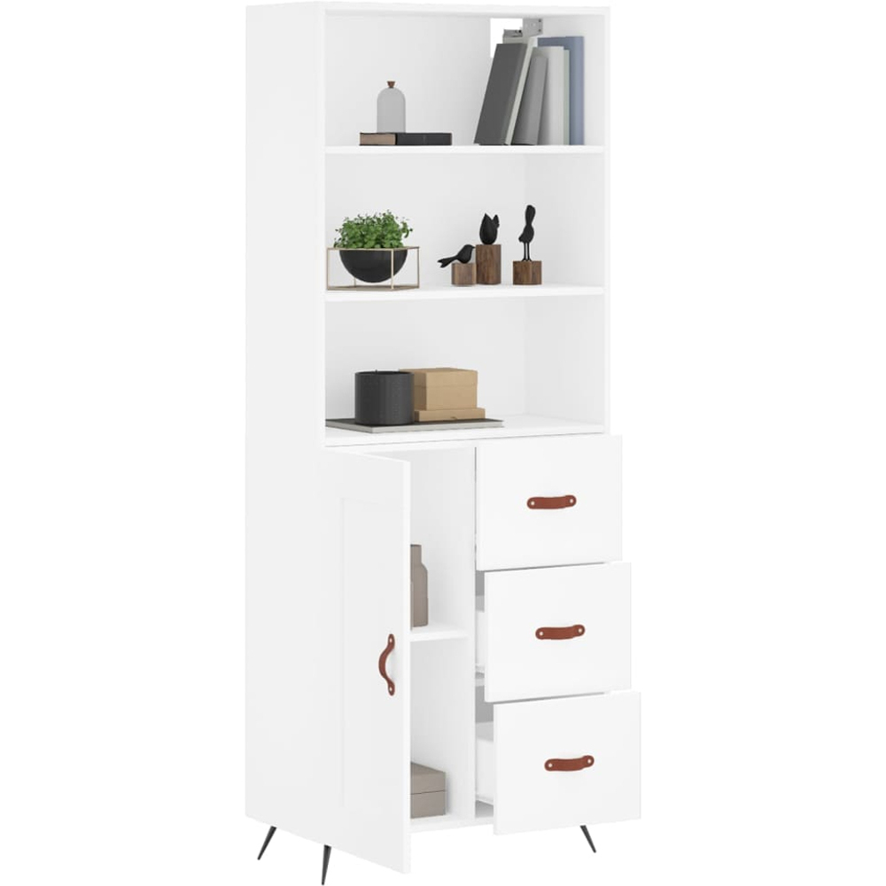 vidaXL Single Door 3 Drawer 3 Shelf White Highboard Image 3