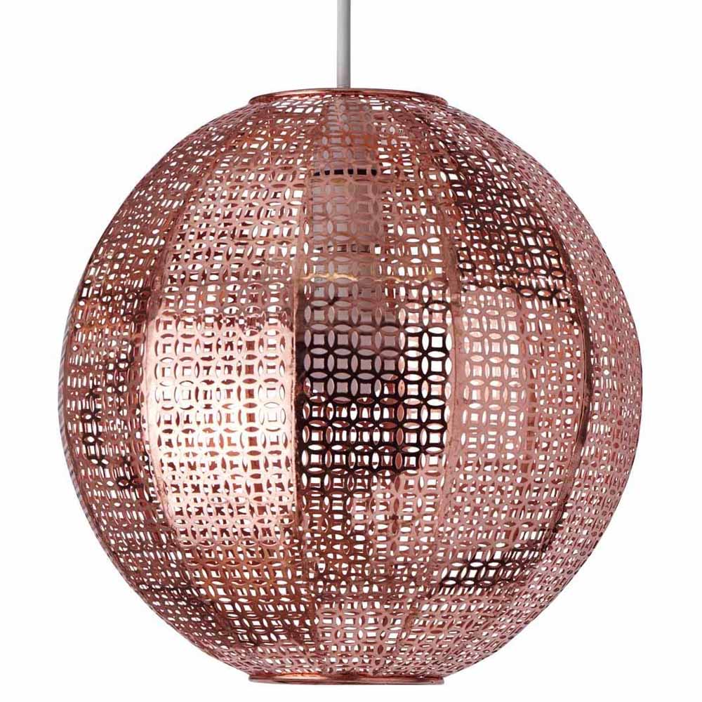 Wilko Copper Cadiz Ball Shade 28cm Our Cadiz ball in on-trend copper is the perfect way to add wow-factor to the centre of your living room or bedroom. Thanks to its bold style with oriental feel, it's ideal for introducing an exciting new twist to an existing scheme or for bringing together a totally new one. To be fitted to a pendant or existing lamp. Use with Max 42W Halogen, 12W Eco Halogen or 10W LED. Care and Use: For indoor use only. Clean only with a soft dry cloth. Wilko Copper Cadiz Ball Shade 28cm