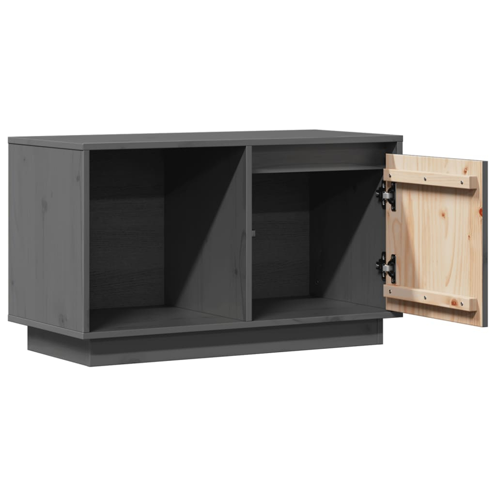 vidaXL Single Door Single Shelf Grey Solid Pine Wood TV Cabinet Image 5