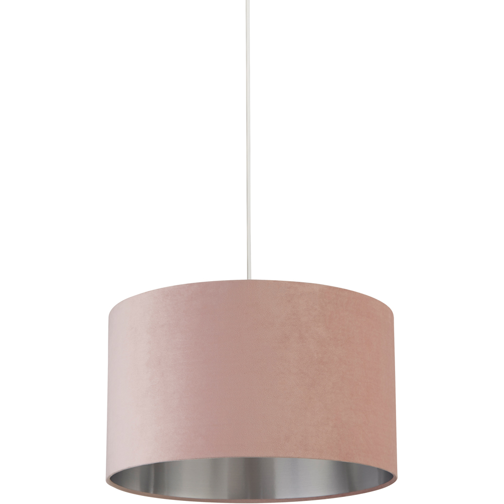Lighting Collection Pink Silver Inner Velvet Drum Shade 45cm Image 1