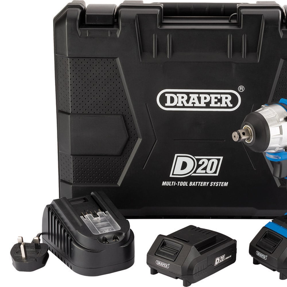 Draper D20 20V Brushless Impact Wrench with Batteries and Charger Image 2
