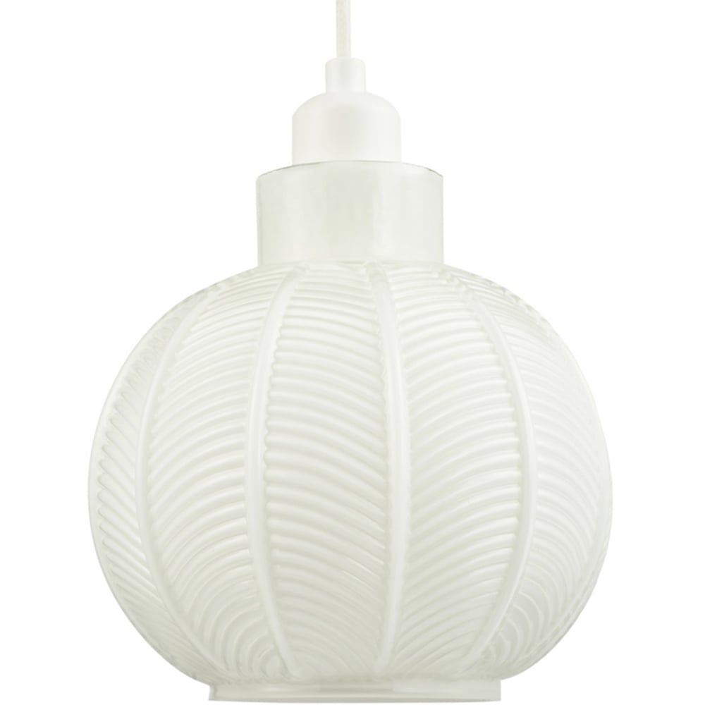 Happy Homewares Glossy Opal White Ribbed Leaf Glass Pendant Lighting Shade Image 1