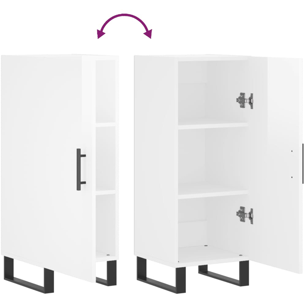 vidaXL Single Door High Gloss White Sideboard Image 9