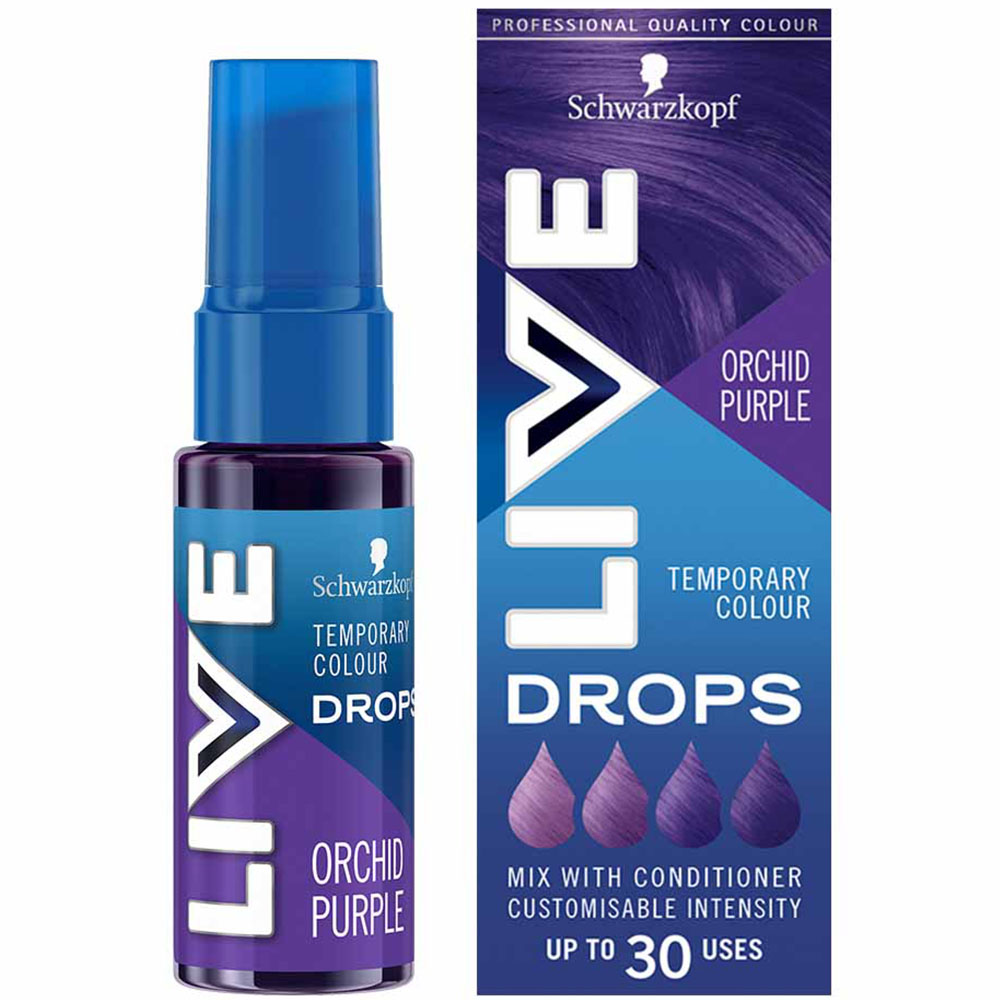 Schwarzkopf LIVE Semi Permanent Colour Drops Purple Hair Dye Orchid Purple 30ml Image 1
