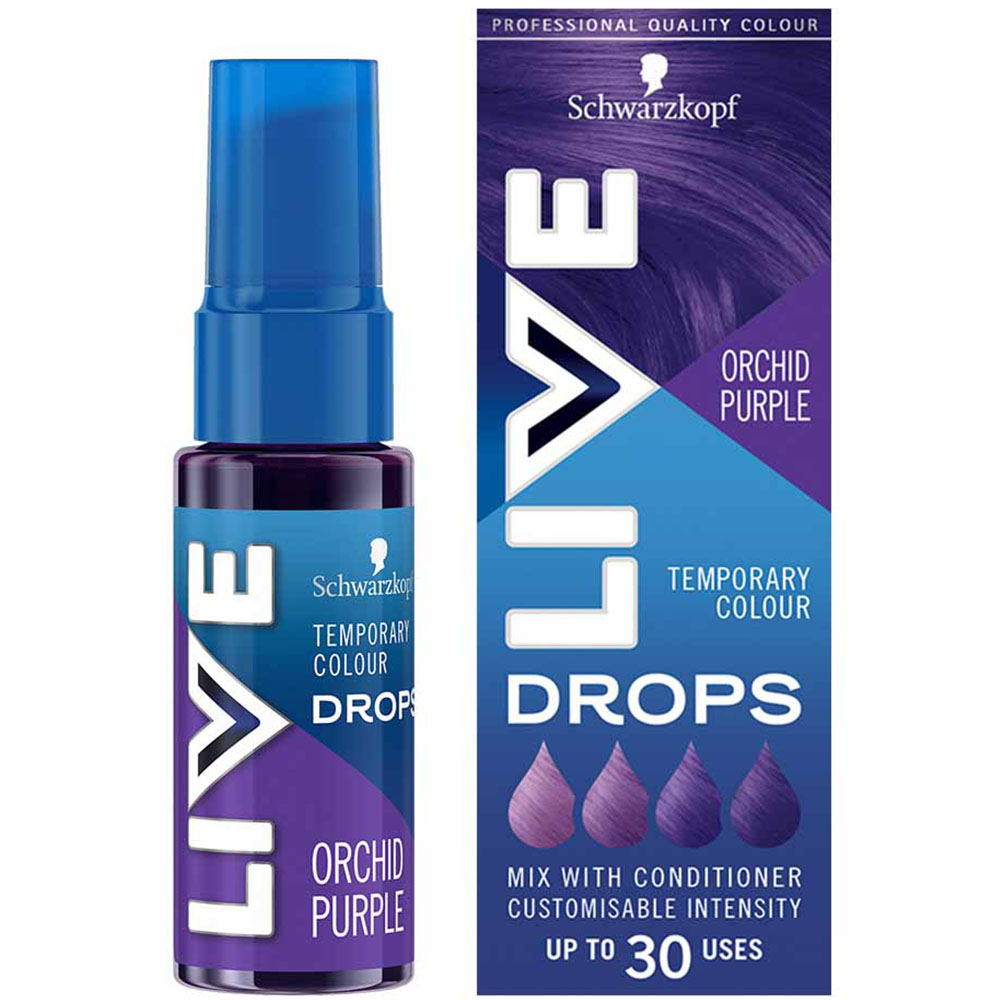 Schwarzkopf LIVE Semi Permanent Colour Drops Purple Hair Dye Orchid Purple 30ml Image