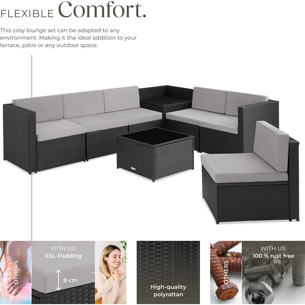 tectake Verona Black Polyrattan Rattan Furniture Garden Set Image 3