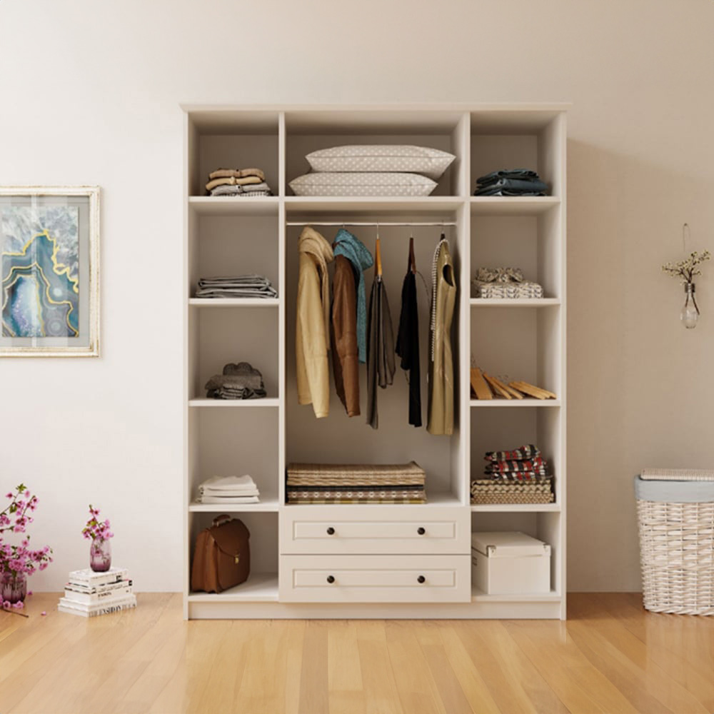 Evu Elise 4 Door 2 Drawer Extra Large White Mirror Wardrobe Image 4