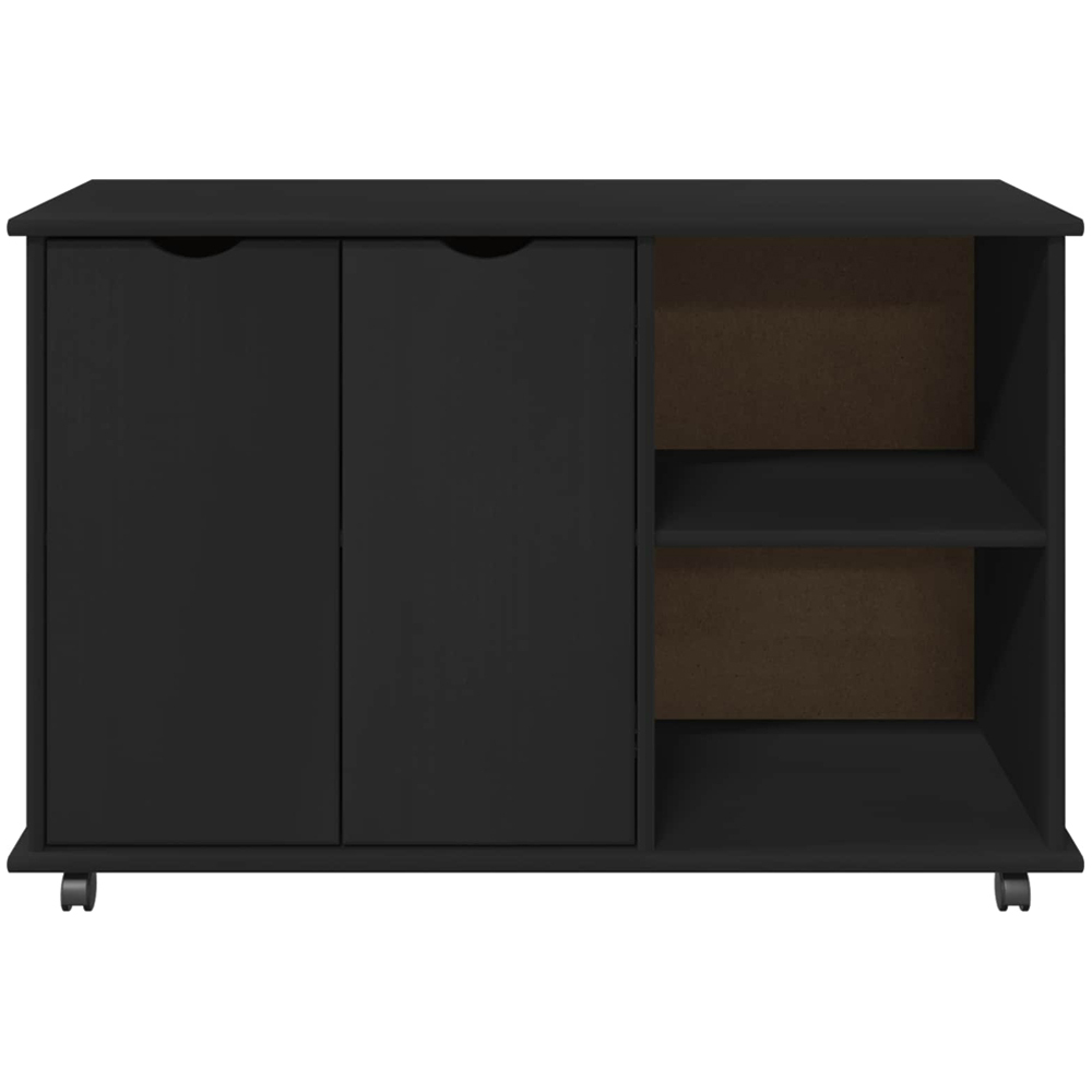 vidaXL 2 Door 2 Shelf Black Minimalist Rolling Storage Cabinet Image 3