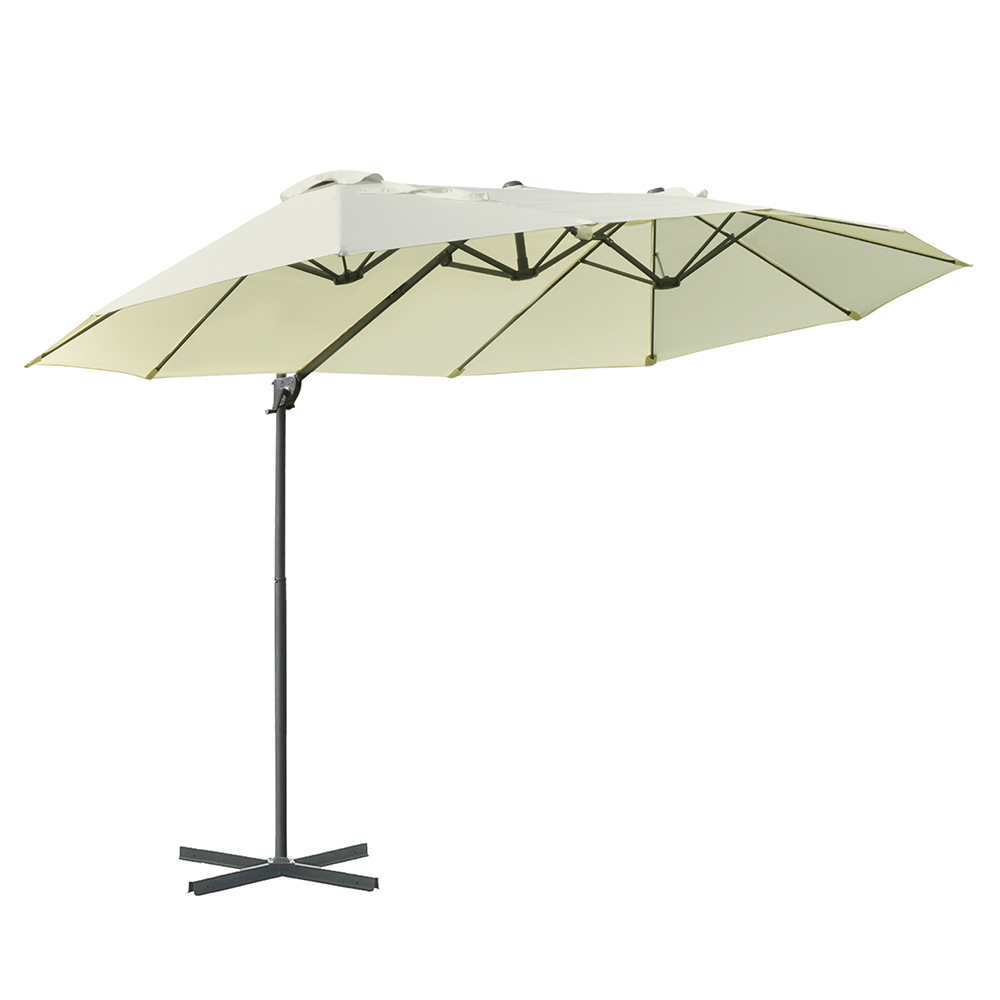 Outsunny Beige Double Overhanging Parasol 4.4m Image 1
