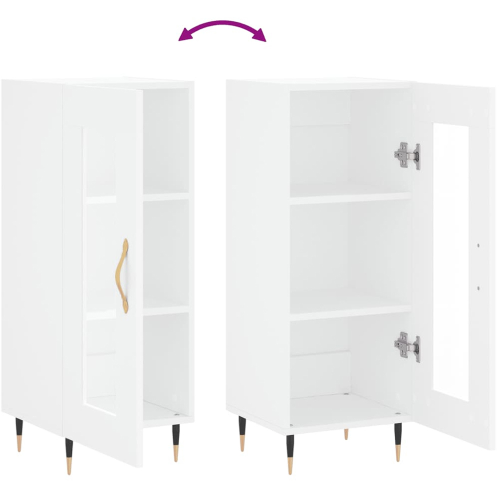 vidaXL Single Glass Door White Sideboard Image 9