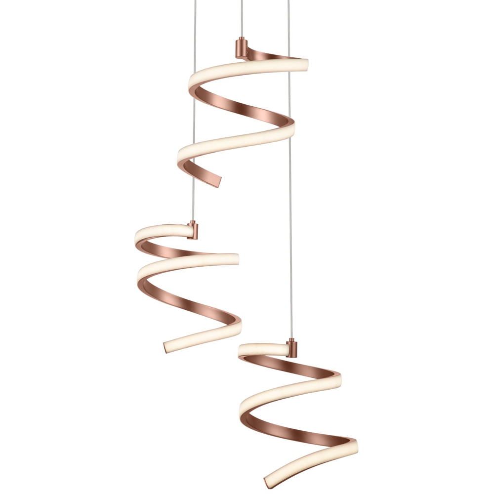 Cosylyte Nyah 3 Light Copper Spiral Cluster LED Pendant Light Image 4