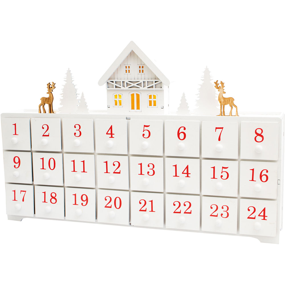 St Helens White Festive Wooden Advent Calendar Image 1