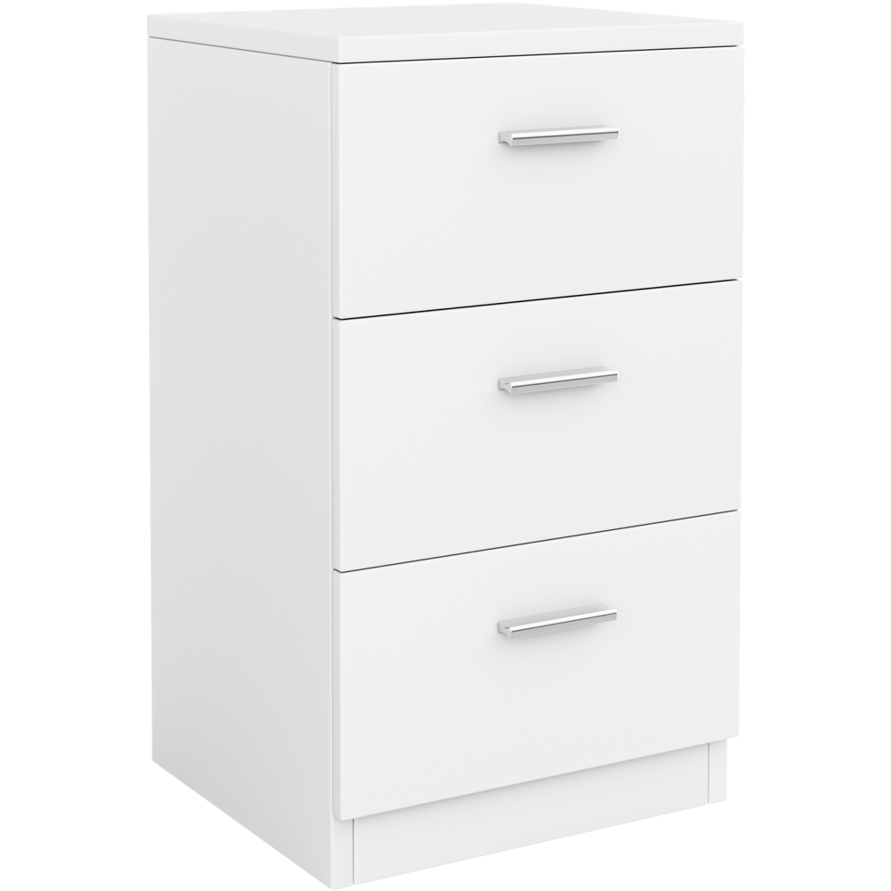 Costway 3 Drawer White Bedside Table Image 2