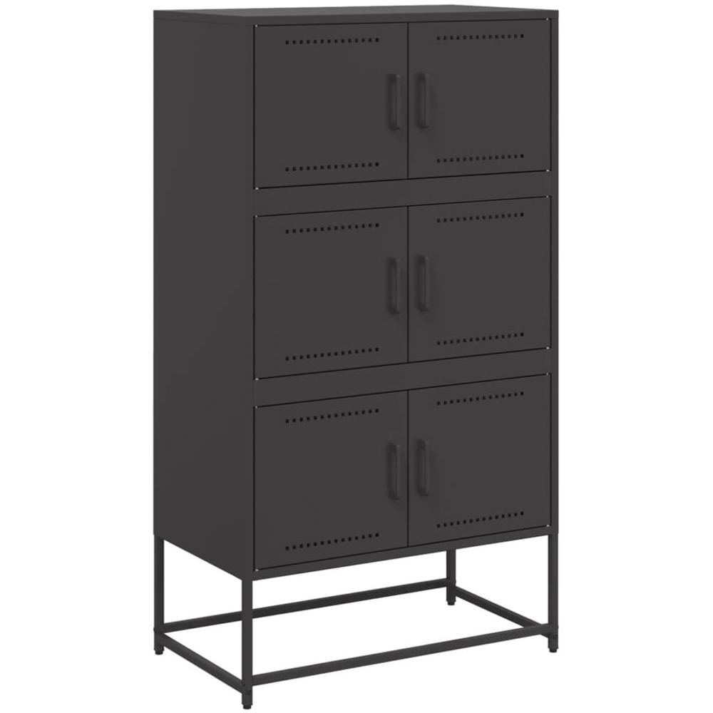 vidaXL 6 Door Black Metal Sideboard Image 2