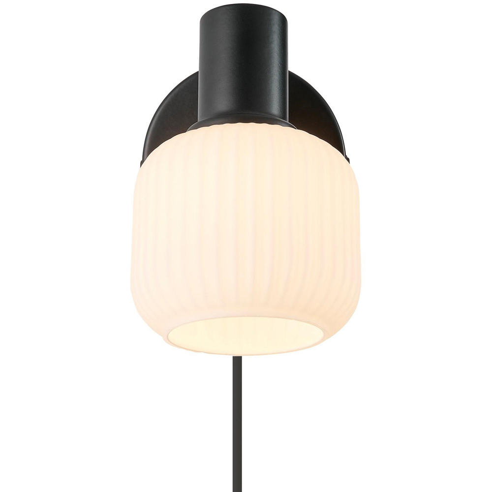 Nordlux Milford E14 Black Fluted Glass Mini Wall Light Image 3